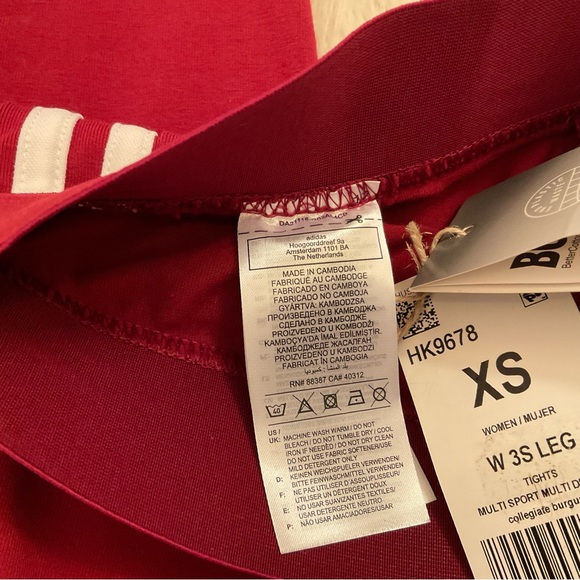 Adidas 3 Stripe Leggings / Tights - NWT - Size XS - Collegiate Burgundy - Picture 10 of 12